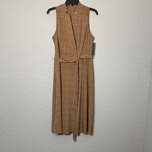 Marc New York Sleeveless Plaid Midi Dress in Tan